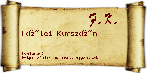 Fülei Kurszán névjegykártya